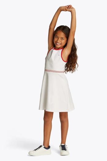 Dievčenské šaty Tommy Hilfiger biela farba, mini, áčkový strih, KG0KG08483