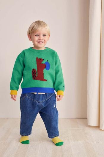 Sveter pre bábätká Bobo Choses Hungry Squirrel zelená farba, 224AB090