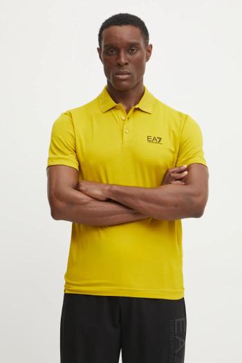 Polo tričko EA7 Emporio Armani pánske, žltá farba, s potlačou, PJVQZ.8NPF14