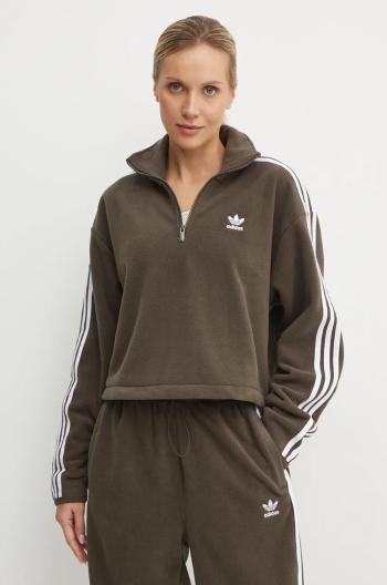 Mikina adidas Originals Polarf Half Zip dámska, zelená farba, s nášivkou, IW3164