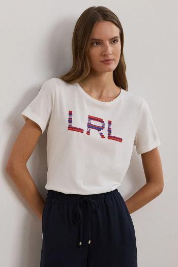 Bavlnené tričko Lauren Ralph Lauren dámske, biela farba, 200957668