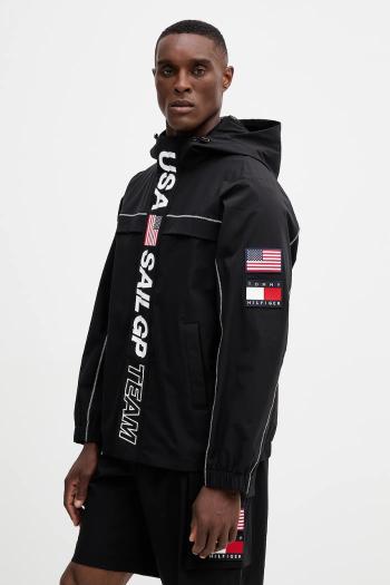Bunda Tommy Hilfiger x SAIL GP čierna farba, prechodná, oversize, MW0MW41413