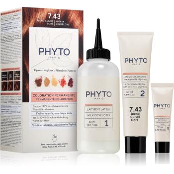 Phyto Color farba na vlasy s rastlinnými extraktmi odtieň 7.43 Copper Golden Blonde 3 ks