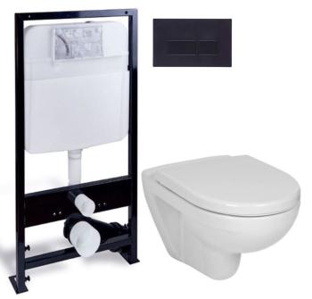PRIM predstenový inštalačný systém s čiernym tlačidlom 20/0044 + WC JIKA LYRA PLUS + SEDADLO duraplastu PRIM_20/0026 44 LY6
