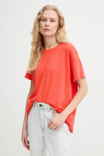 Bavlnené tričko American Vintage dámske, oranžová farba, SON02FGE25