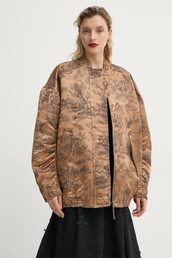 Bunda MUNTHE FYFFE dámska, hnedá farba, prechodná, oversize, 251153025113