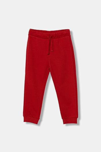 Detské bavlnené tepláky United Colors of Benetton červená farba, jednofarebné, 3J70GF010