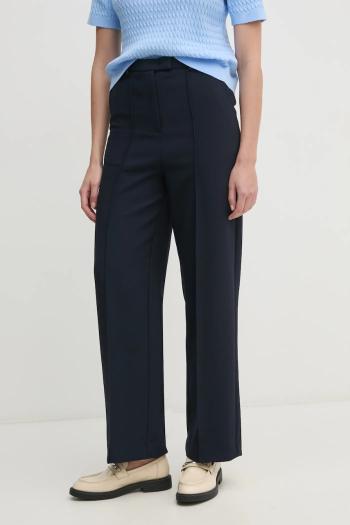 Nohavice Tommy Hilfiger dámske, tmavomodrá farba, rovné, stredne vysoký pás, WW0WW43875