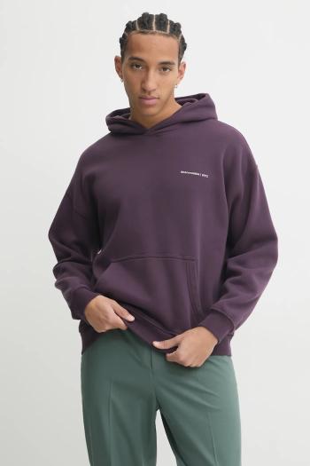 Mikina Abercrombie & Fitch pánska, fialová farba, s kapucňou, jednofarebná, KI122-4366