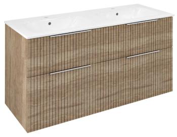 SAPHO - CIRASA umývadlová skrinka s dvojitým umývadlom 121x66x46cm, dub alabama strip CR121-2322-21