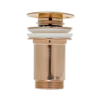 Výpusť umývadlová Alca CLICK/CLACK 5/4" celokovová s prepadom, veľká zátka ružová zlatá matná A392-RG-B