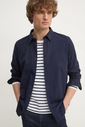 Košeľa Calvin Klein Jeans pánska, tmavomodrá farba, slim, s klasickým golierom
