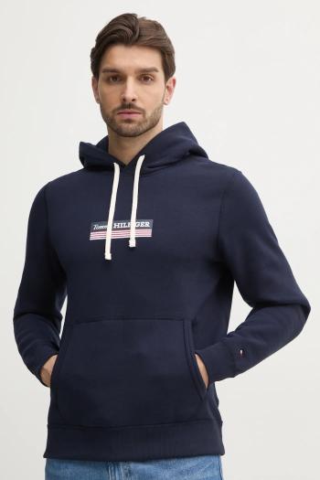 Mikina Tommy Hilfiger pánska, tmavomodrá farba, s kapucňou, s potlačou, MW0MW38331