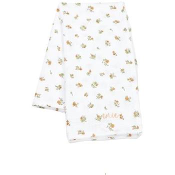 enie baby Mušelínová plienka 70 × 70 cm biela so zelenými kvetmi (523)