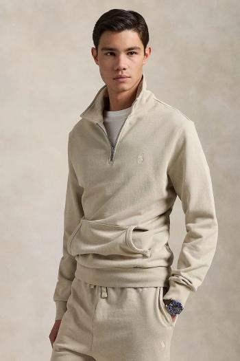 Bavlnená mikina Polo Ralph Lauren pánska, béžová farba, jednofarebná, 710934601