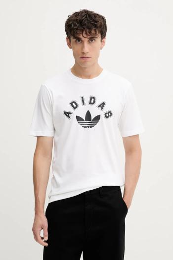 Bavlnené tričko adidas Originals Trefoil pánske, biela farba, s nášivkou, JV7752