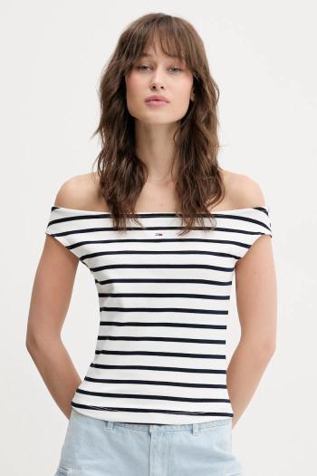 Top Tommy Jeans biela farba, DW0DW20234