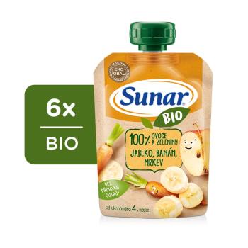 6x SUNAR BIO kapsička Jablko, banán, mrkev 100 g