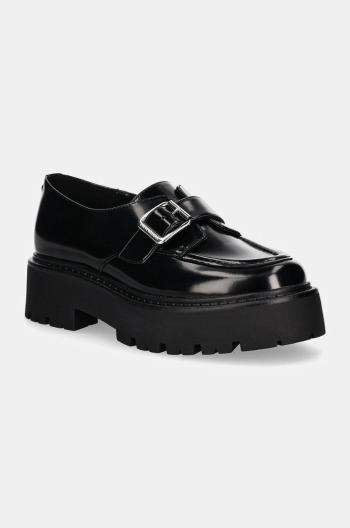 Kožené mokasíny Steve Madden Outlined dámske, čierna farba, na platforme, SM11003285