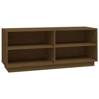 Skrinka na topánky medovo hnedá 110 × 34 × 45 cm masívne borovicové drevo, 813543