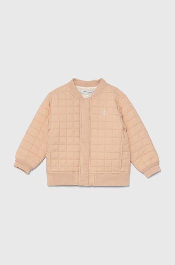 Detská bunda bomber Calvin Klein Jeans ružová farba, IN0IN00246