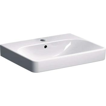 GEBERIT - Smyle Square Umývadlo, 60x48 cm, s prepadom, otvor na batériu, biela 500.229.01.1