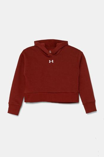 Detská mikina Under Armour UA Rival Fleece Crop bordová farba, s kapucňou, melanžová