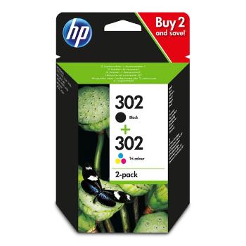 HP X4D37AE - originálna cartridge HP 302, čierna + farebná, 1x3,5ml/1x4ml