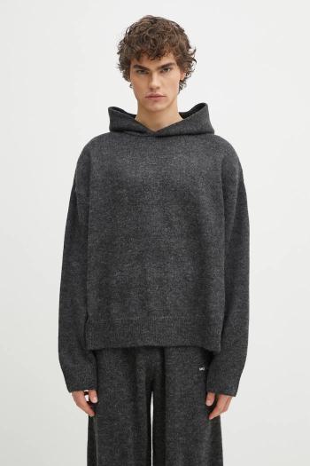 Sveter s prímesou vlny MKI MIYUKI ZOKU Mohair Blend Knit Hoody pánsky, šedá farba, MOHAIR.BLEND.KNIT.HO.BL