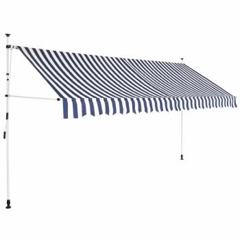 Ručne zaťahovací markíza 350 cm Dekorhome Bílá / modrá