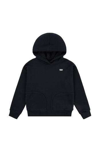 Detská mikina Levi's BATWING CHEST HIT HOODIE čierna farba, s kapucňou, jednofarebná, 4EL078