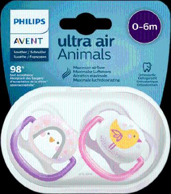PHILIPS AVENT Cumlík Ultra air zvieratko 0-6m dievča 2 ks