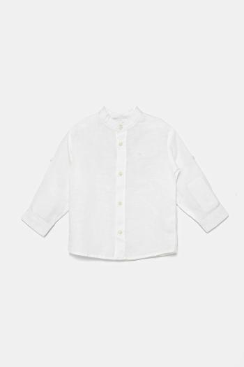Ľanová košeľa United Colors of Benetton biela farba, 5IPVGQ01L