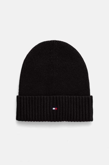 Detská bavlnená čiapka Tommy Hilfiger čierna farba biela, bavlnená, AU0AU01526