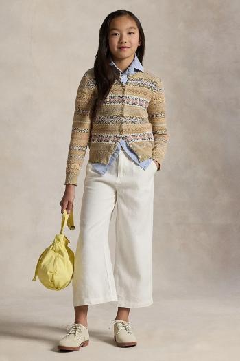 Detské ľanové nohavice Polo Ralph Lauren biela farba, jednofarebné, 313901828001