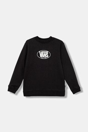 Detská mikina Vans Classic Oval Crew čierna farba, s potlačou, VN000PWVBLK1