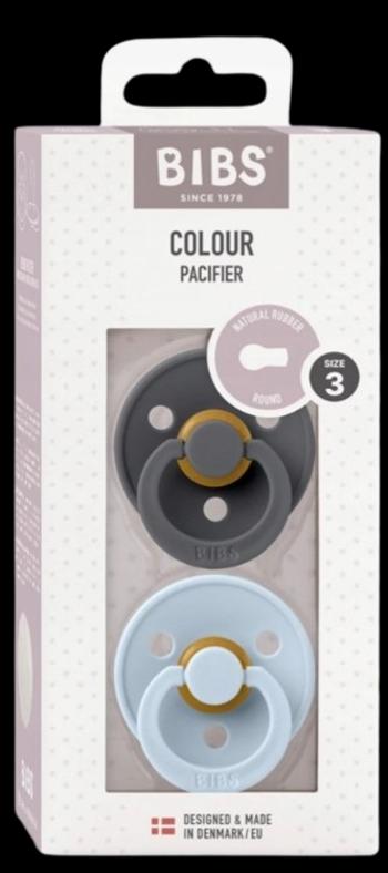BIBS Colour Cumlíky z prírodného kaučuku veľkosť 3, Iron/Baby Blue 2 ks