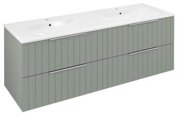 SAPHO - CIRASA umývadlová skrinka s dvojitým umývadlom 141x54x46cm, verde strip CR141-4444S-21
