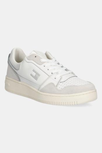 Kožené tenisky Tommy Jeans TJW RETRO BASKET SNEAKER biela farba, EN0EN02818