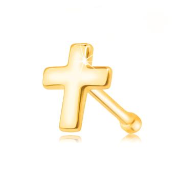 Piercing do nosa zo zlata 375 - lesklý latinský krížik