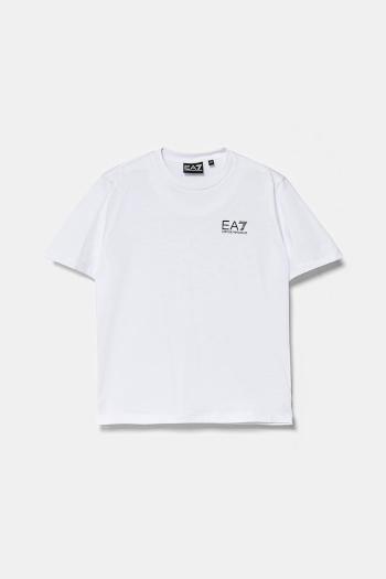 Detské bavlnené tričko EA7 Emporio Armani biela farba, s potlačou, 7B000020 AF10378