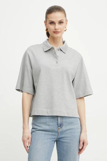 Bavlnené polo tričko Marella GONZAGA dámske, šedá farba, 2513951014200