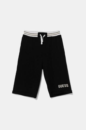 Detské bavlnené šortky Guess čierna farba, nastaviteľný pás L5GD12 KA6R4