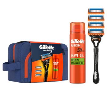 GILLETTE Darčeková sada: Fusion holiaci strojček + 4 hlavice + Fusion gél 200 ml