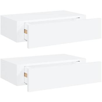 Shumee - Nástenné so zásuvkami, 2 ks, biele, 40 × 23,5 × 10 cm, MDF, 330242