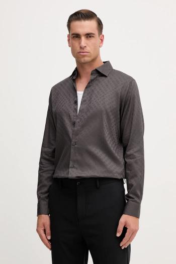 Bavlnená košeľa Armani Exchange šedá farba, regular, s talianskym golierom, XM001142 AF13131