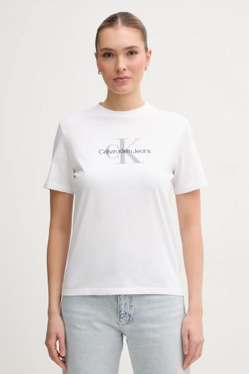 Bavlnené tričko Calvin Klein Jeans dámske, biela farba, LV047B863G