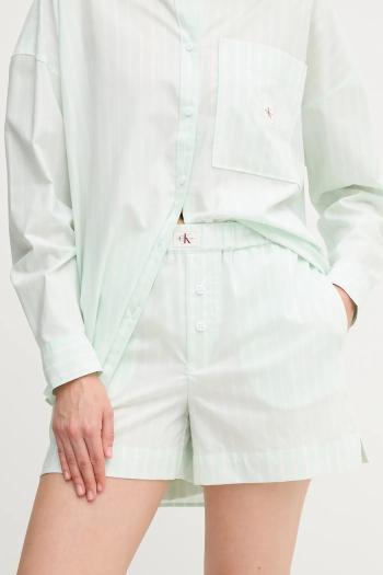 Bavlnené šortky Calvin Klein Jeans zelená farba, jednofarebné, vysoký pás, J20J225218