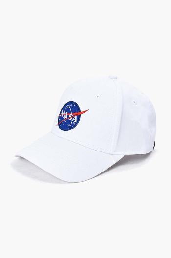 Bavlnená šiltovka Alpha Industries NASA Cap 186903.09-white, biela farba, s nášivkou