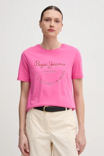 Bavlnené tričko Pepe Jeans RUMER dámske, ružová farba, PL506072